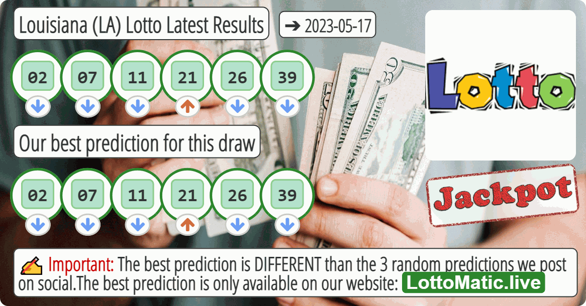 Louisiana (LA) lottery results drawn on 2023-05-17
