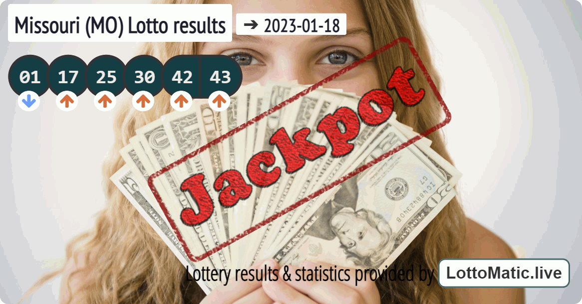 Missouri (MO) lottery results drawn on 2023-01-18