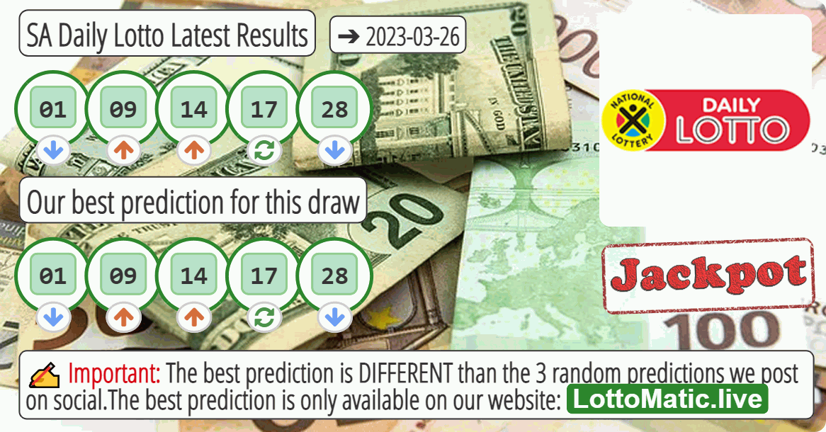 SA Daily Lotto results drawn on 2023-03-26