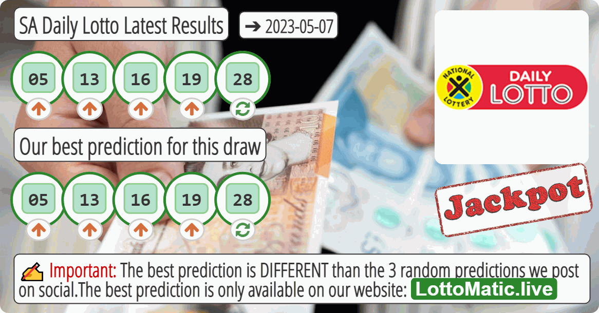 SA Daily Lotto results drawn on 2023-05-07