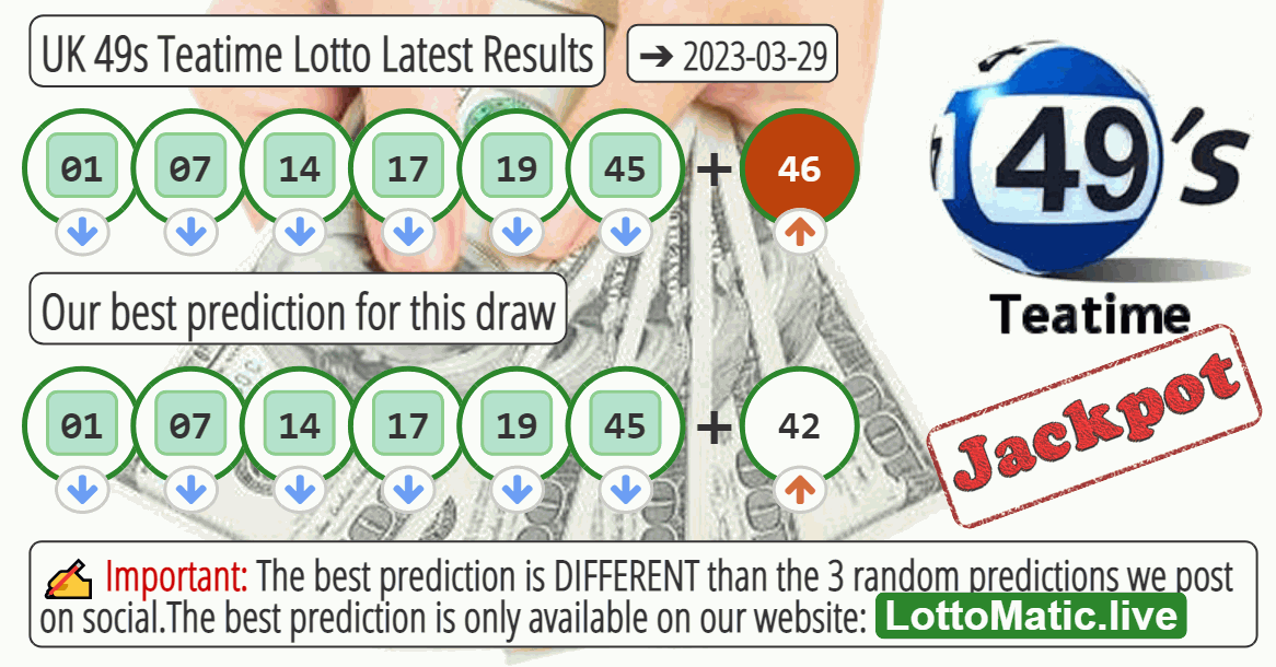 UK 49s Teatime results drawn on 2023-03-29