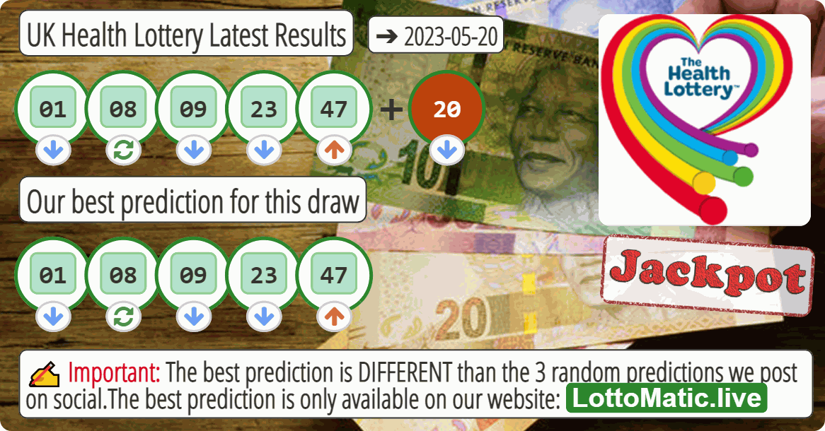 UK Health Lottery results drawn on 2023-05-20