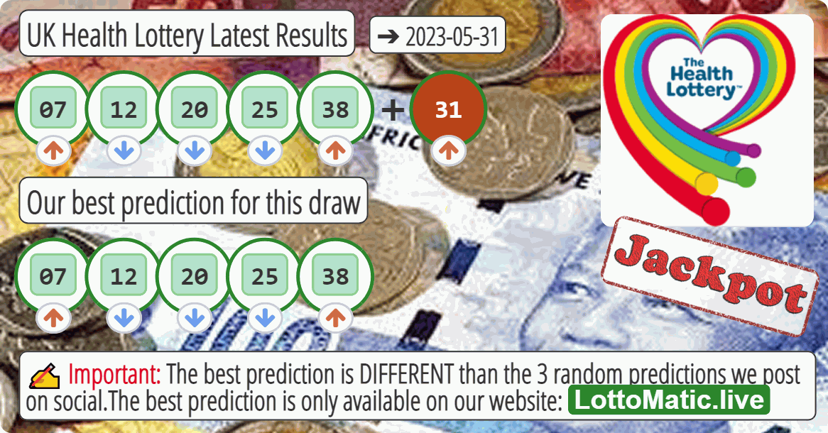 UK Health Lottery results drawn on 2023-05-31