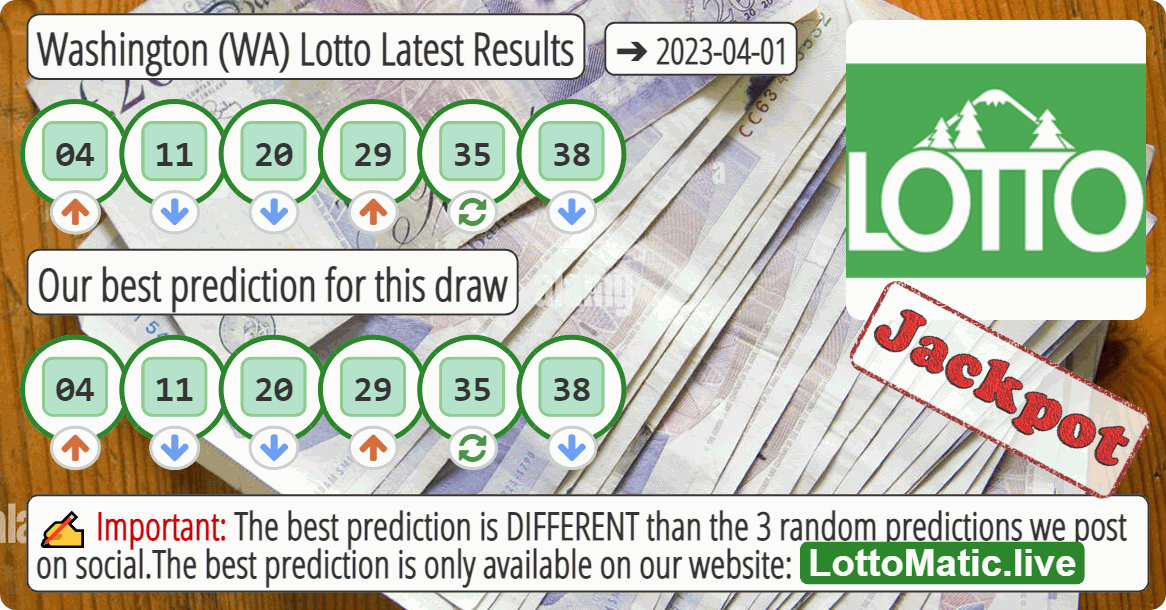 Washington (WA) lottery results drawn on 2023-04-01