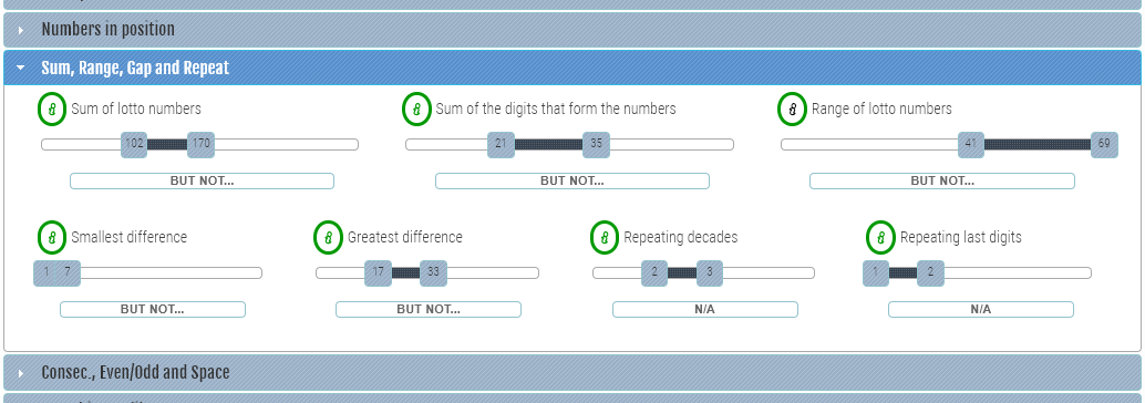 Number generator - Sum, Range, Gap & Repeat filters